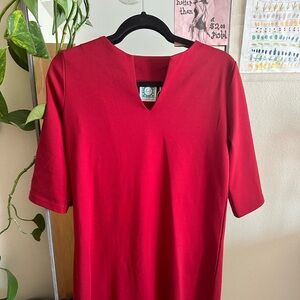 Vera Fishbaugh red formal dress.